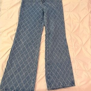 Women's Blue Patterned Jeans